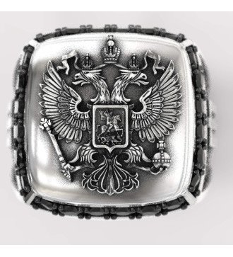 Ανδρικο Δαχτυλιδι Με Δικεφαλο Αετο Και Πετρες 0076