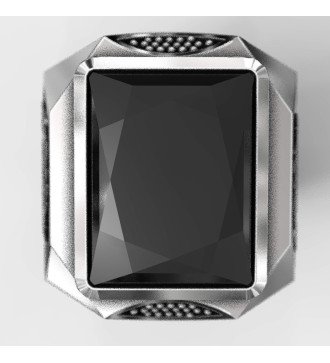 Bague dragon avec pierre noire 0082