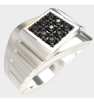 Alianza con diamantes negros en plata de ley 0085