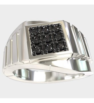 Hochzeit Herrenring mit schwarzen Diamanten in Sterling Silber