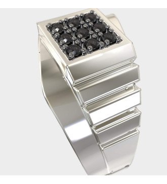 Ανδρικό Δαχτυλίδι Με Black Diamonds - Δώρο Για Γαμπρό Ή