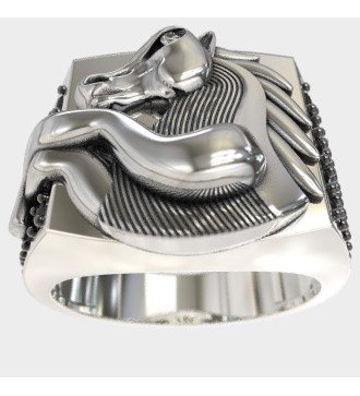 Silber Pferdekopf Signet Ring 0101