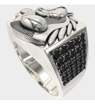 Silber Pferdekopf Signet Ring 0101