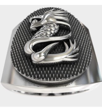 Ασημενιο Ανδρικο Δαχτυλίδι Κινέζικος Δράκος 0322