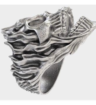 Herren Biker Totenkopf Flammen Ring 0122