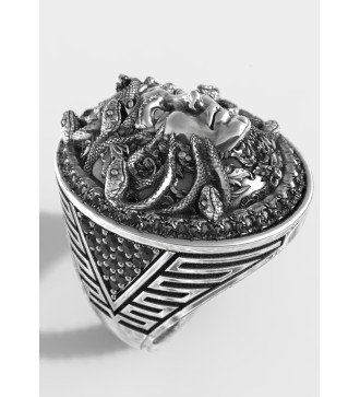 Statement Gorgon Medusa Silver Men Biker Ring 0719