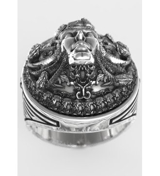 Statement Gorgon Medusa Anillo Biker Plata Hombre 0719