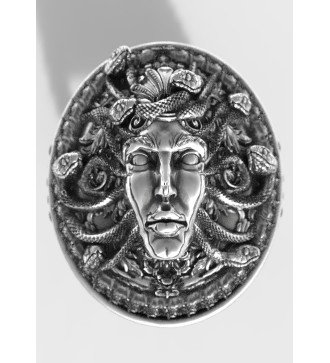 Statement Gorgon Medusa Anillo Biker Plata Hombre 0719