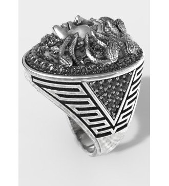 Statement Gorgon Medusa Anillo Biker Plata Hombre 0719