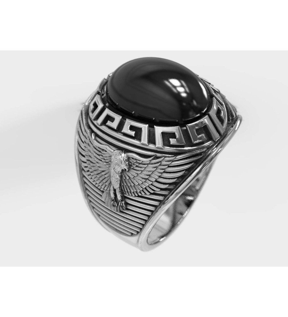 Bague pour homme en argent Signet Onyx 0674