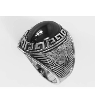 Bague pour homme en argent Signet Onyx 0674