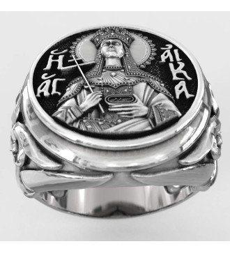 Bague chevalière gravée Sainte Catherine 0646