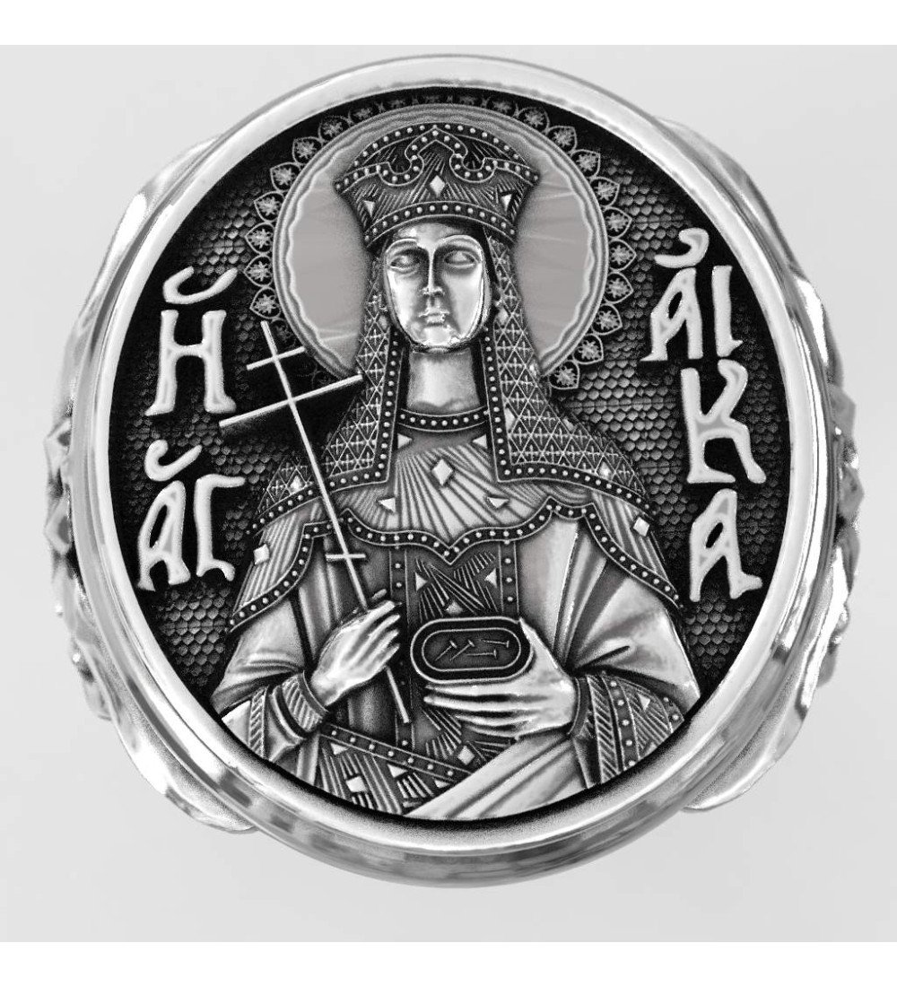 Христианское кольцо с гравировкой "Святая Екатерина" 0646
