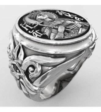 Bague chevalière gravée Sainte Catherine 0646