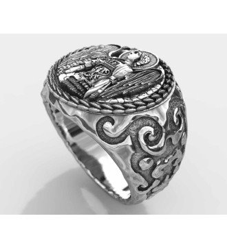 Christian Signet Anillo de Plata Arcángel Miguel 0704