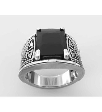 Onyx noir Bague en argent pour homme 0691