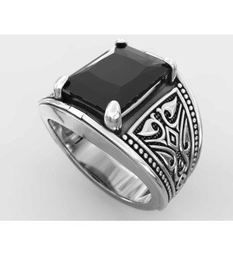 Onyx noir Bague en argent pour homme 0691