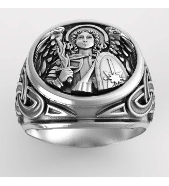 Unisex Silber Handmade Ring mit Erzengel Michael 0668