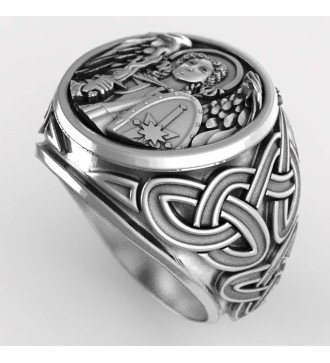 Unisex Silber Handmade Ring mit Erzengel Michael 0668