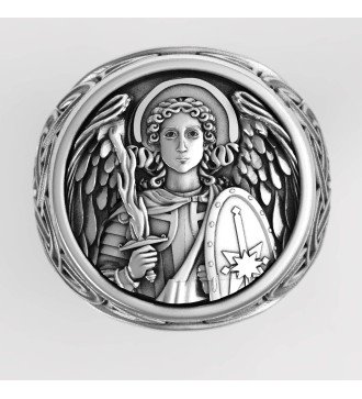 Unisex Silber Handmade Ring mit Erzengel Michael 0668
