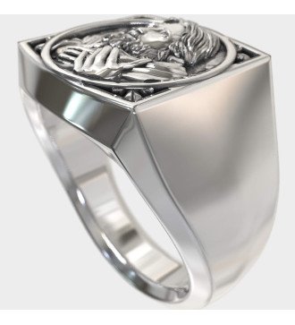 Anillo de sello de cara de Jesucristo católico para hombres 0684