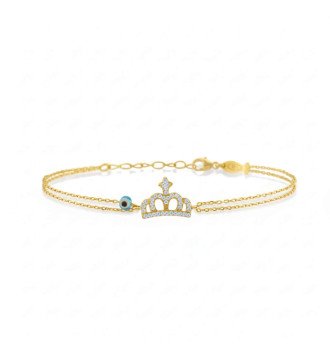Silver Crown Bracelet Gold - Gift For Woman 0007K