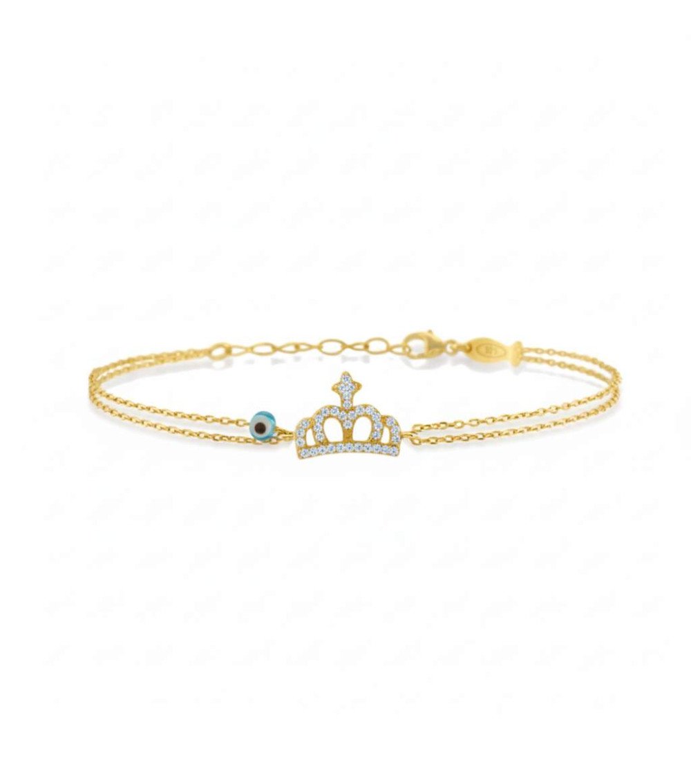 Silver Crown Bracelet Gold - Gift For Woman 0007K