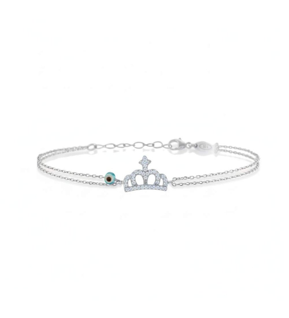 Ασημένιο Κομψό Γυναικείο Βραχιόλι Κορώνα 0007L