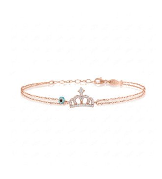 Silver Luxury Crown Bracelet Rose Gold Plated 0007R