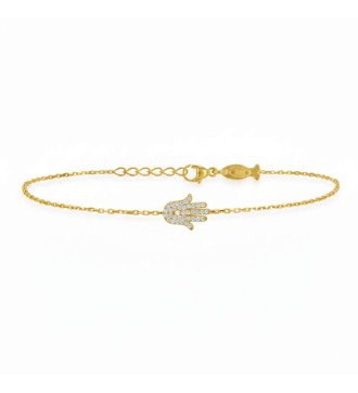 Pulsera de mano Fátima de plata con circonita 0013K
