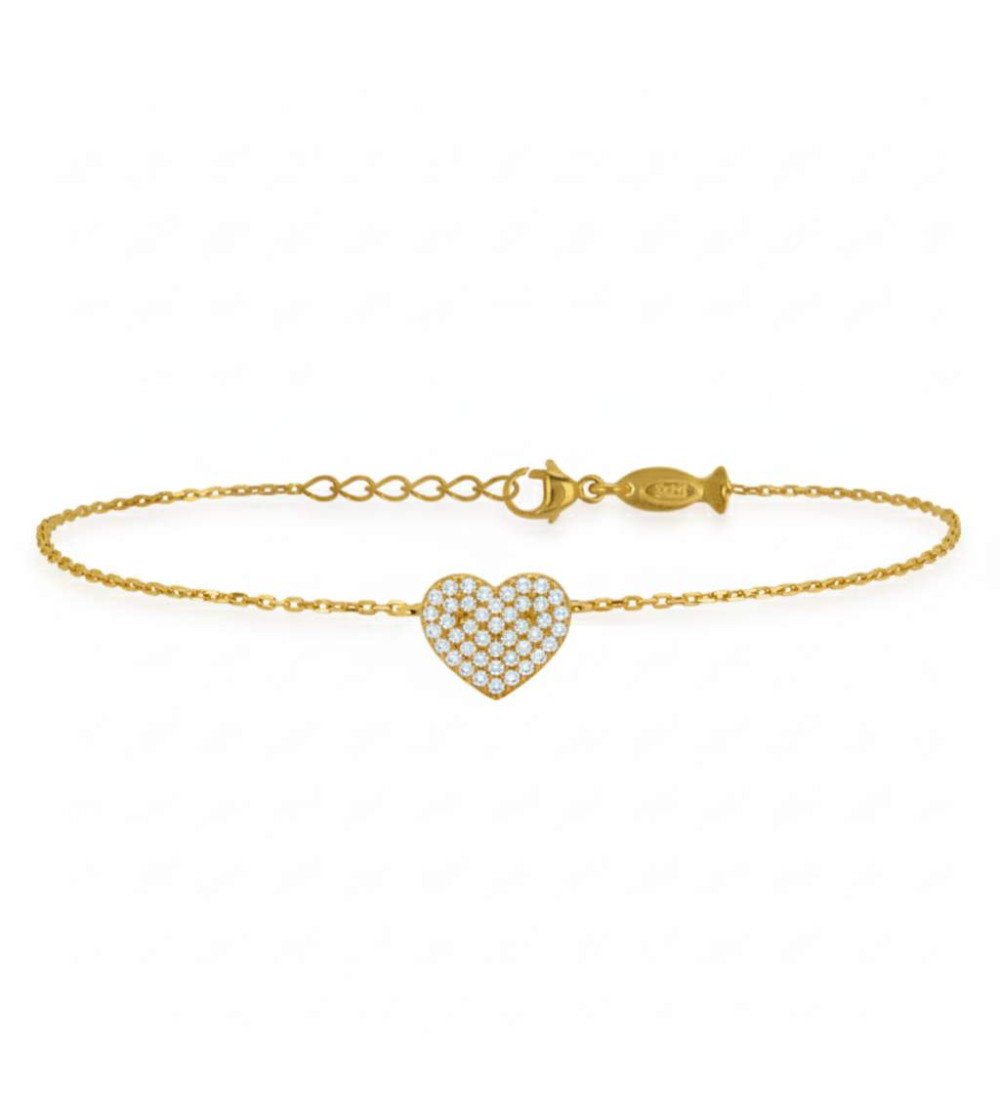 Silver Romantic Bracelet With A Heart In A Gold Tone 0010K