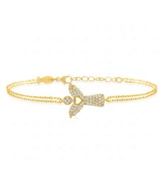Silver Angel Bracelet With Zircons In Gold Tone 0009