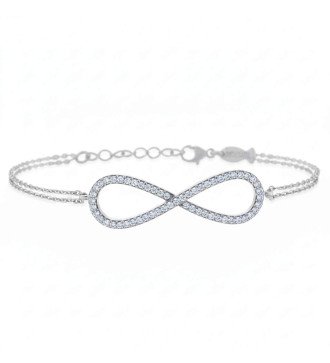 Elegante Pulsera Infinity Plata Para Enamorados 0029L