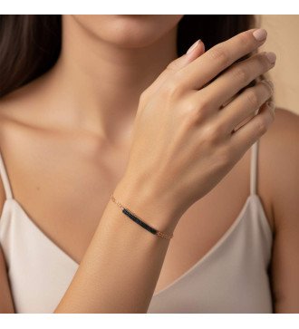 Feminine Γυναικείο Ασημένιο Βραχιόλι Μπάρα Ροζ Χρυσο 0026R