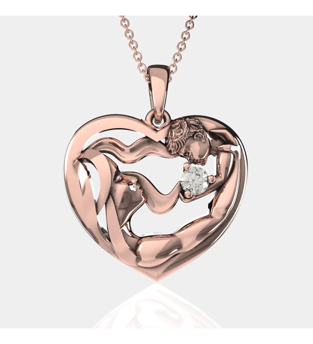 Regalo per la nuova mamma Ciondolo cuore mamma bambino oro rosa