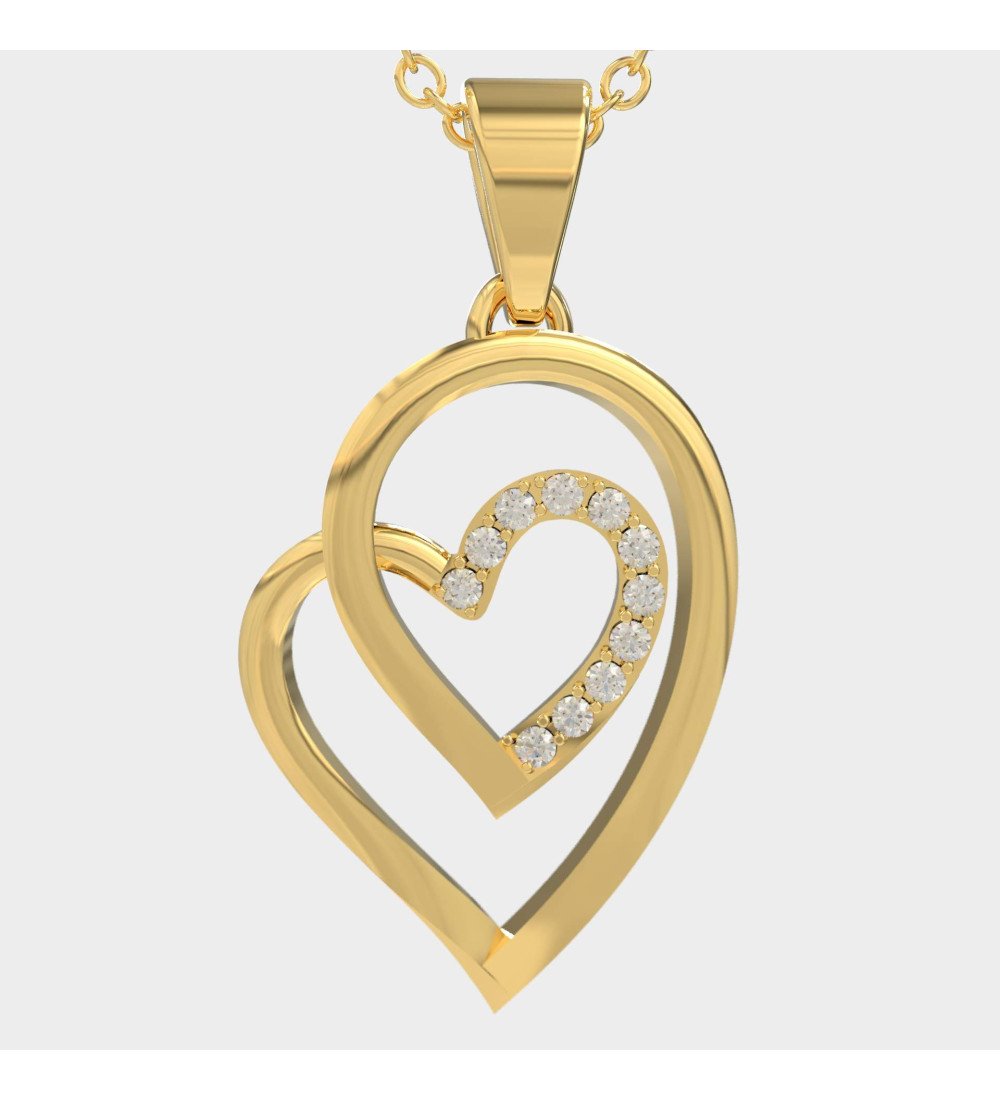 Argent Cadeau fait main Bijoux Deux Coeurs 0631K