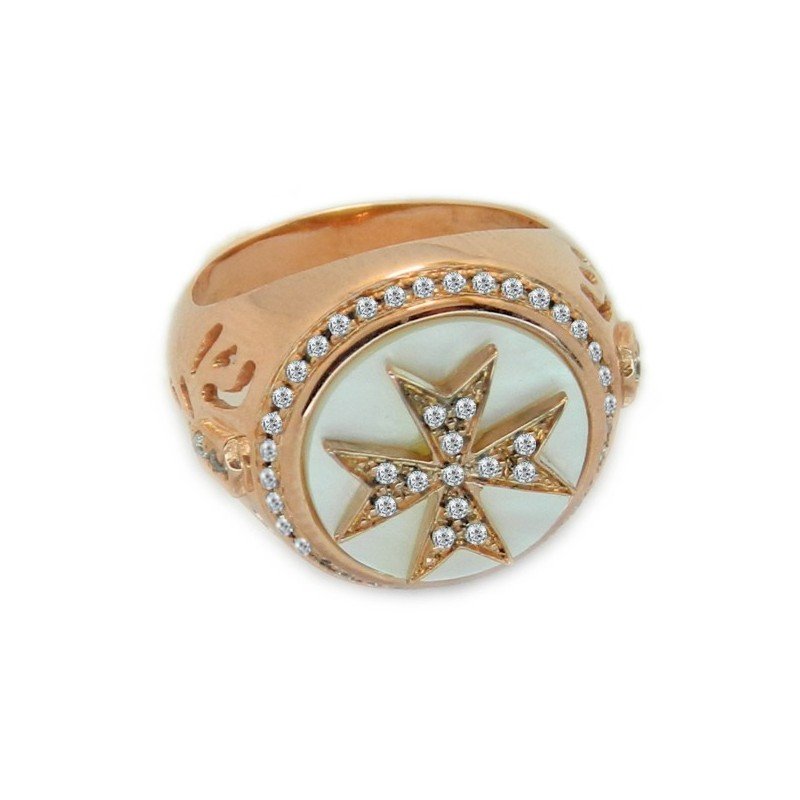 Pinky ring woman, Sterling silver 925 Gold 14 Carats Chevalier