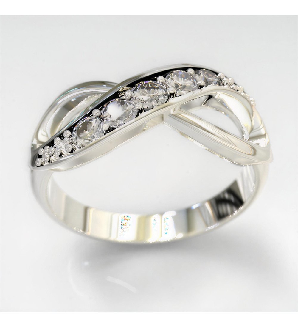 Ιδανικό Δώρο Λευκό Σεβαλιέ Δαχτυλίδι Άπειρο Με Λευκά Ζιργκόν