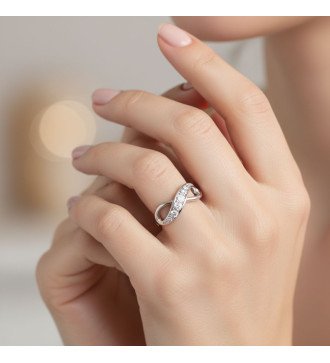 Ideal Gift White Chevalier Infinity Ring With White Zircons