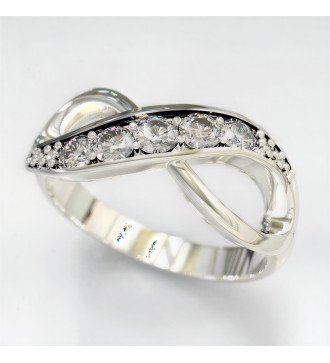 Ideal Gift Bague Infinity Chevalier Blanc avec Zircons Blancs