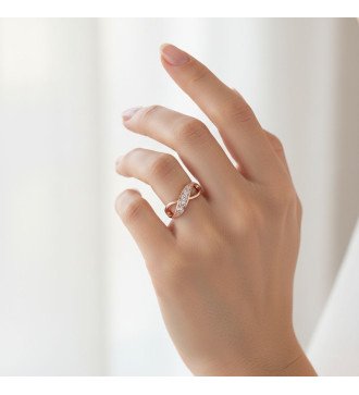 Gift For Her Silver Rose Gold Infinity Chevalier Ring 1006R
