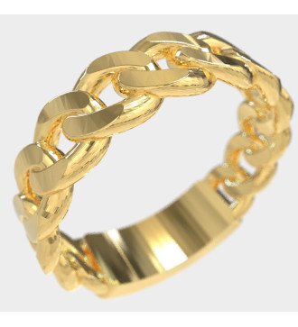 Anello a maglie cubane dichiarato in argento sterling 925 con