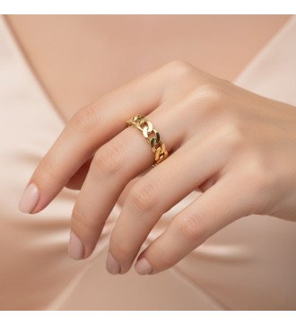 Anello a maglie cubane dichiarato in argento sterling 925 con