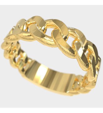 Statement Cuban Link Δαχτυλίδι Ασήμι 925 Σε Gold Tone 0895K