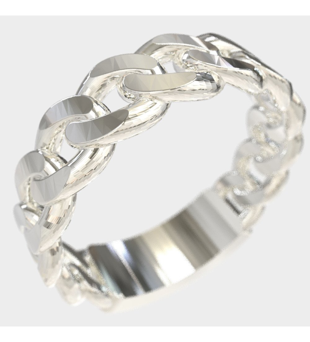 Sophisticated Women's Cuban Ring White Silver 0895L