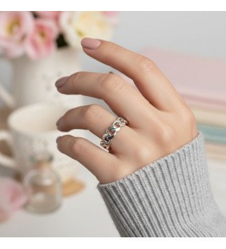 Изысканное женское кубинское кольцо из белого серебра 0895L