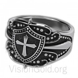 Недорогое серебряное кольцо ручной печатка работы со щитом и