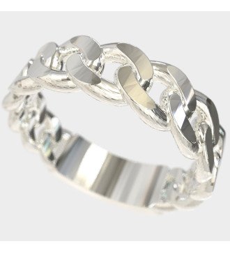 Sophisticated Women's Cuban Ring White Silver 0895L