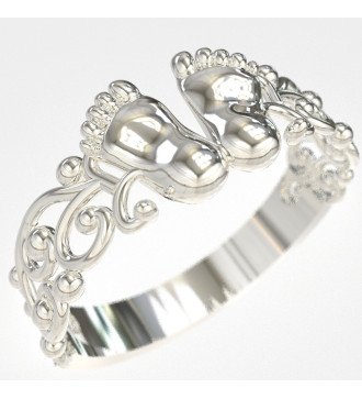 Bague romantique empreinte de pied de bébé Cadeau de maman 0823L