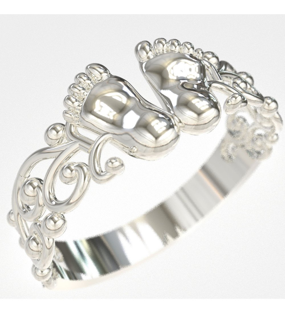 Romantische Baby Fußabdruck Ring Mütter Geschenk 0823L